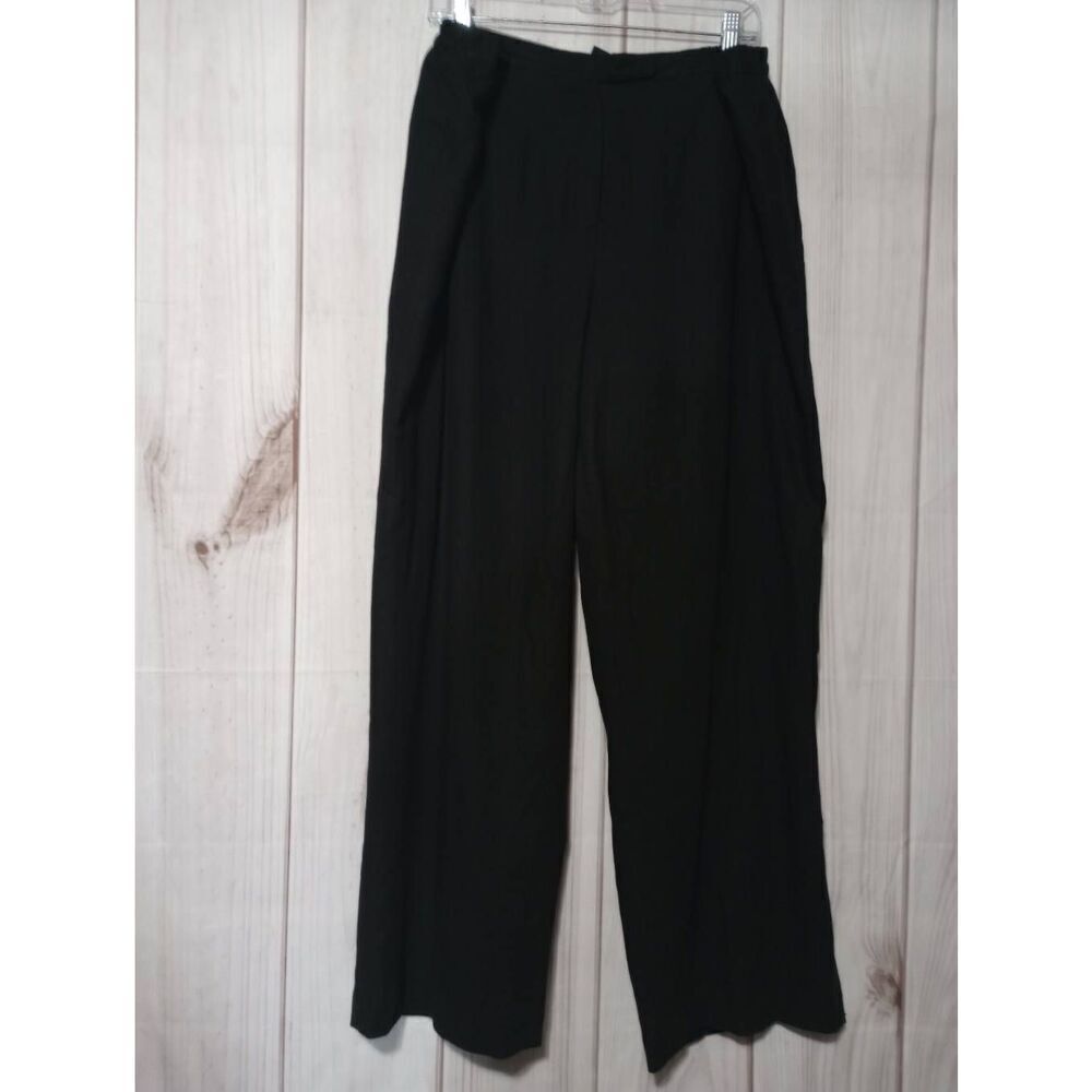 Larry Levine Classics Too Black Linen Blend Wide Leg Pants Plus Size 22W Lined